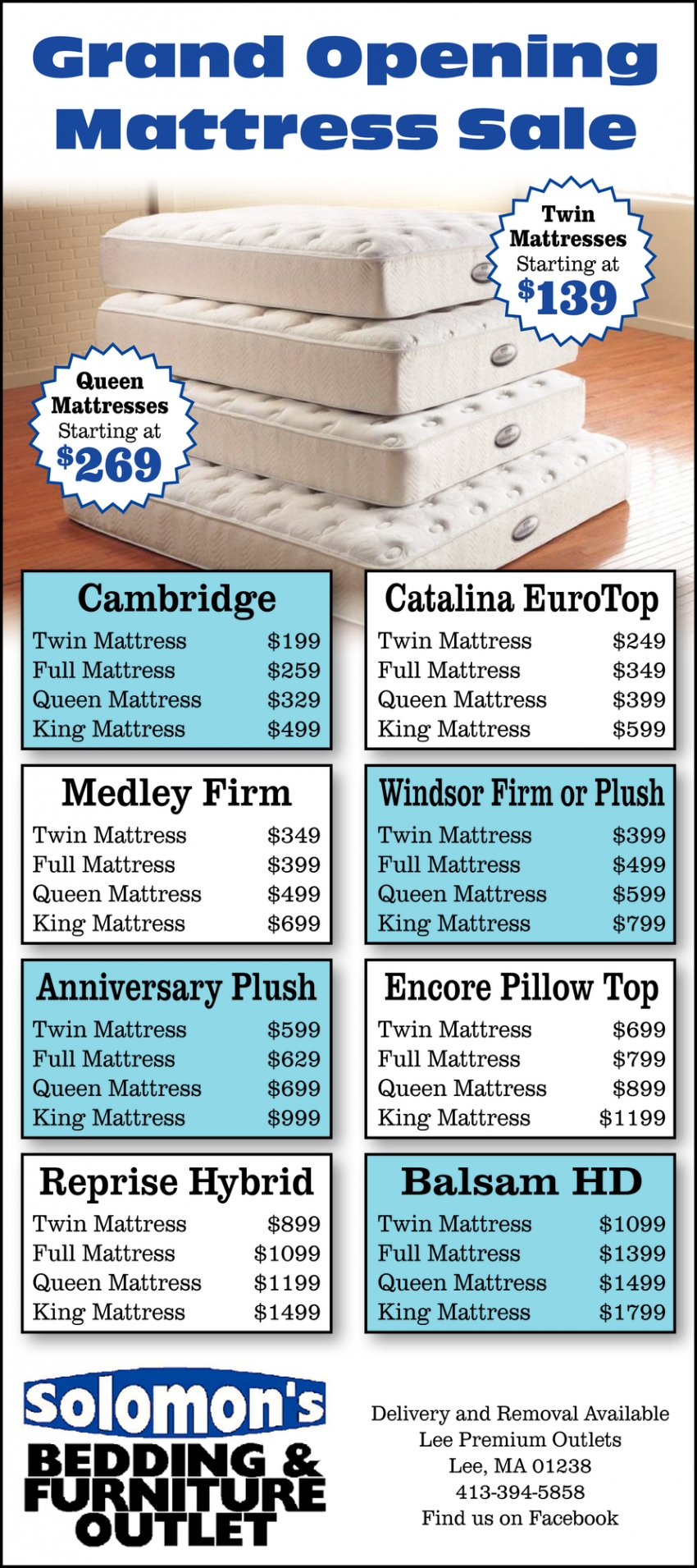 Grand Opening Mattress Sale, Solomon's Bedding & Furniture Outlet